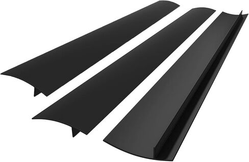 3 عبوات من أغطية مواقد المطبخ المصنوعة من السيليكون لتغطية الفجوة الطويلة والواسعة لسد الانسكابات بين العدادات والمواقد والغسالات والفرن والغسالة والمجفف - مقاومة للحرارة وسهلة التنظيف (53 سم أسود) in Kuwait