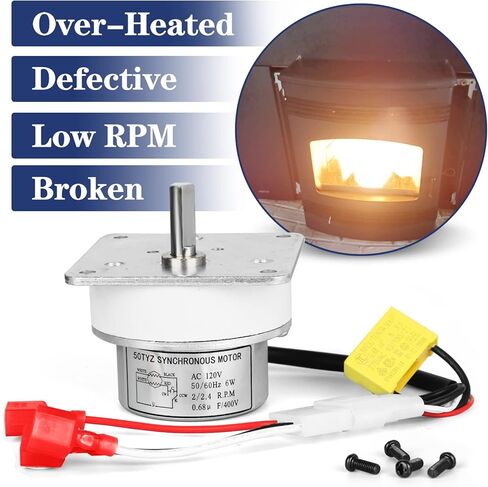 محرك تغذية جديد لـ Quadra-Fire 812-4421، 812-4420 متوافق مع Heatilator CAB50 PS35 PS50 7000-500 Classic Bay 1200 Insert (CB1200i) PH 50/60 هرتز 6 وات 2/2.4 دورة في الدقيقة 120 فولت محرك بديل in Kuwait