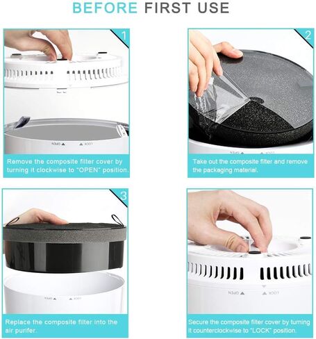 منقي سيكيورا للمنزل، فلتر هيبا الحقيقي لوبر الحيوانات الأليفة، والغبار، ومنظفات الهواء المزيل لرائحة الدخان، للغرفة الصغيرة مع إضاءة ليلية LED، أبيض in Kuwait