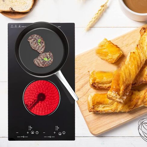 موقد كهربائي Yahpetes مقاس 20 بوصة، موقد كهربائي مدمج، موقد كهربائي 2 شعلة، 9 مستويات طاقة، قفل أمان للأطفال، 110 فولت 1500 واط، موقد كهربائي مشع مع تحكم باللمس (2 سطح طبخ) in Kuwait