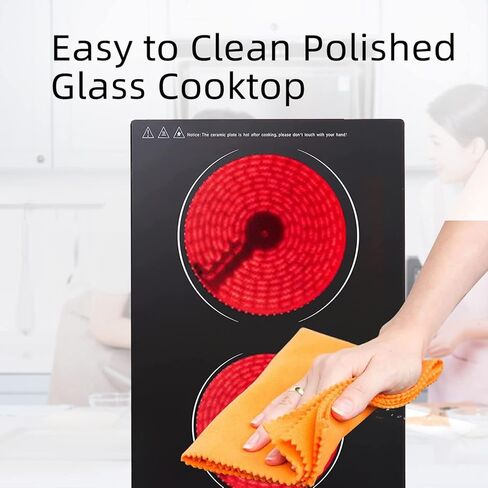 موقد كهربائي Yahpetes مقاس 20 بوصة، موقد كهربائي مدمج، موقد كهربائي 2 شعلة، 9 مستويات طاقة، قفل أمان للأطفال، 110 فولت 1500 واط، موقد كهربائي مشع مع تحكم باللمس (2 سطح طبخ) in Kuwait