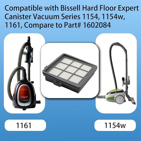 2 Pack 1602084 Filter Compatible with Bissell Hard Floor Expert Canister Vacuum Series 1154, 1154w, 1161, Compare to Part# 1602084 in Saudi Arabia