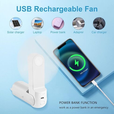 مروحة محمولة من ROISDIYI، مروحة صغيرة محمولة باليد، مروحة شخصية صغيرة 3 في 1 مع بطارية USB قابلة للشحن 2500 مللي أمبير في الساعة، مروحة رموش للفتيات، سفر للنساء، خارجي (وردي) in Kuwait