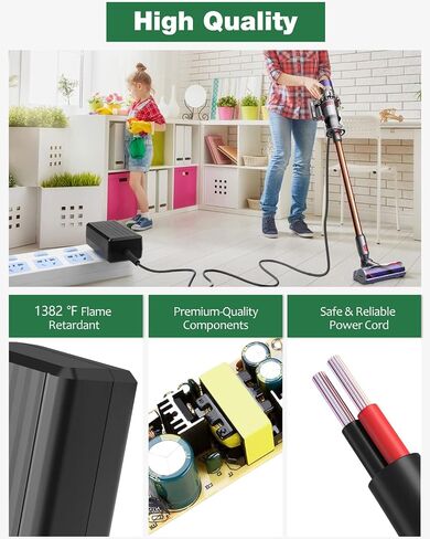 شاحن Dyson V10 بديل لـ Dyson V11 V12 V15 SV12 SV20 مكنسة كهربائية لاسلكية مطلقة على شكل حيوان 217160-01 02 03، 969350-01 02 03 04 05، 969042-01 سلك طاقة، محول JOVNO 30.45 فولت 1.1 أمبير in Kuwait
