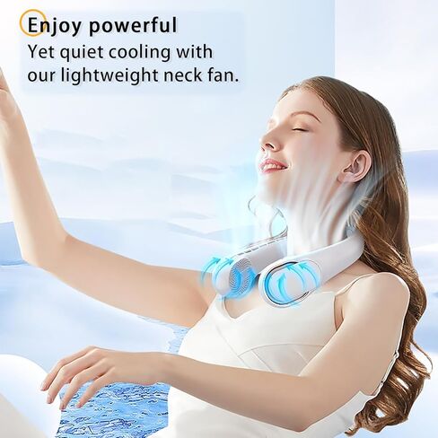 Xicyole مروحة عنق معلقة محمولة، مروحة خالية من الشفرة بدون استخدام اليدين، ضوضاء صغيرة، حجم هواء كبير، 15 ساعة، استخدام متواصل لمدة 5 تروس قابلة للتعديل، مناسبة للأماكن الداخلية/الخارجية (أزرق) in Kuwait