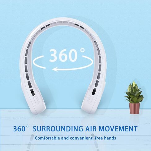 Xicyole مروحة عنق معلقة محمولة، مروحة خالية من الشفرة بدون استخدام اليدين، ضوضاء صغيرة، حجم هواء كبير، 15 ساعة، استخدام متواصل لمدة 5 تروس قابلة للتعديل، مناسبة للأماكن الداخلية/الخارجية (أزرق) in Kuwait