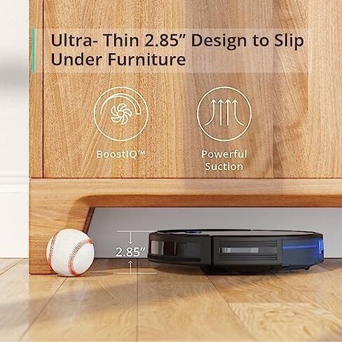 eufy Boost IQ RoboVac 11S (Slim)، شفط قوي 1300Pa، مكنسة كهربائية روبوتية فائقة الهدوء ذاتية الشحن، تنظف الأرضيات الصلبة للسجاد متوسط ​​الوبر (أسود) (متجدد) in Kuwait