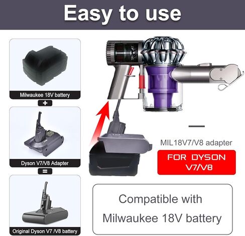 محول بطارية لدايسون V8 لميلووكي M18 بطارية 18 فولت تتحول إلى محول فراغ محمول باليد لدايسون V8 الحيوان رقيق (محول MIL18V8 فقط) in Kuwait