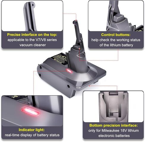 محول بطارية لدايسون V8 لميلووكي M18 بطارية 18 فولت تتحول إلى محول فراغ محمول باليد لدايسون V8 الحيوان رقيق (محول MIL18V8 فقط) in Kuwait