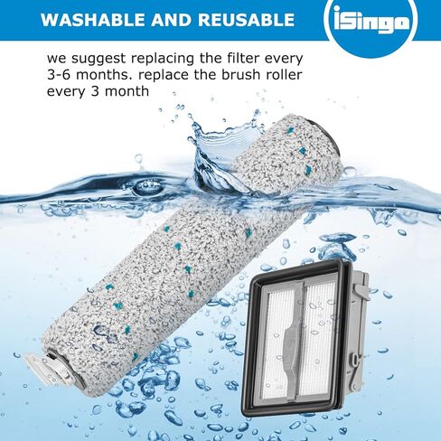 قطع غيار للمكنسة الكهربائية Bissell CrossWave X7 Pet Pro متعددة الأسطح الرطبة والجافة 3011,3279,3055، 3277، 3276A، مقارنة بالجزء 1618638 1626667، 2 فرشاة أسطوانية، 4 فلتر HEPA، 1 فرشاة نظيفة in Kuwait
