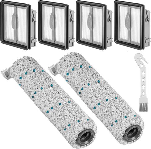 قطع غيار للمكنسة الكهربائية Bissell CrossWave X7 Pet Pro متعددة الأسطح الرطبة والجافة 3011,3279,3055، 3277، 3276A، مقارنة بالجزء 1618638 1626667، 2 فرشاة أسطوانية، 4 فلتر HEPA، 1 فرشاة نظيفة in Kuwait