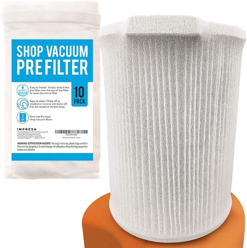 [10 Pack] Shop Vacuum Filter Cover To Reduce Dust Build Up - Reusable, Washable Vacuum Bags - Shopvac Prefilter, Fits Most Canister Vacuums in Saudi Arabia