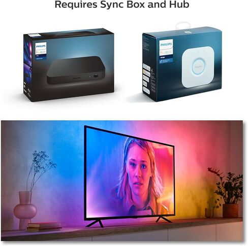 Philips Hue 55" Smart TV Light Strip with Bridge - White and Color Ambiance LED Color-Changing TV BackLight - Sync with TV, Music, and Gaming - Requires Sync Box - Control with Hue App or Voice in Kuwait