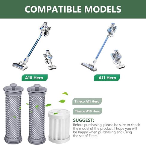 طقم فلتر بديل للمكنسة الكهربائية A10/A11 بنسبة 100% متوافق مع A10 هيرو/ماستر، A11 هيرو/ماستر، A10 داش، PWRHERO11 سناب مكنسة كهربائية لاسلكية، عبوتان من فلاتر مسبقة وفلتر هيبا in Kuwait