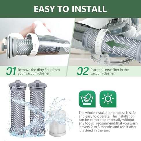 طقم فلتر بديل للمكنسة الكهربائية A10/A11 بنسبة 100% متوافق مع A10 هيرو/ماستر، A11 هيرو/ماستر، A10 داش، PWRHERO11 سناب مكنسة كهربائية لاسلكية، عبوتان من فلاتر مسبقة وفلتر هيبا in Kuwait