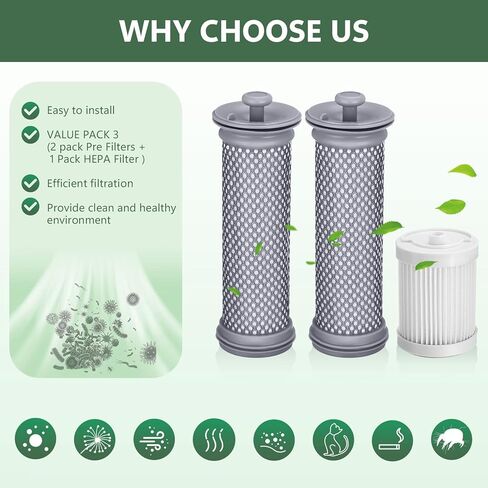 طقم فلتر بديل للمكنسة الكهربائية A10/A11 بنسبة 100% متوافق مع A10 هيرو/ماستر، A11 هيرو/ماستر، A10 داش، PWRHERO11 سناب مكنسة كهربائية لاسلكية، عبوتان من فلاتر مسبقة وفلتر هيبا in Kuwait