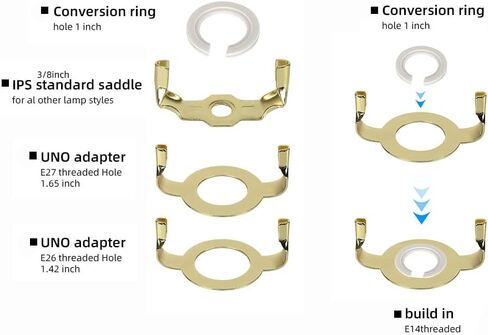 8 9 10 11 12 inch Lamp Shade Harp Holder, Adjustable Lamp Harp Kit, Fit Both Standard Lamp Rod and E14 E26 E27 Light Base UNO Fitter Adapter Converter Finial Set, Lampshade Bracket in Saudi Arabia