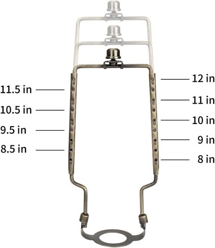 8 9 10 11 12 inch Lamp Shade Harp Holder, Adjustable Lamp Harp Kit, Fit Both Standard Lamp Rod and E14 E26 E27 Light Base UNO Fitter Adapter Converter Finial Set, Lampshade Bracket in Saudi Arabia