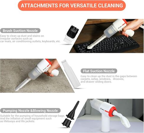 DEKOPRO Cordless Vacuum Cleaner,5000Pa Strong Suction Portable Car Vacuum Cleaner, Strong Aluminum Fan, HEPA Filter, Wet/Dry Use, for Home/Office/Car Cleaning in Saudi Arabia