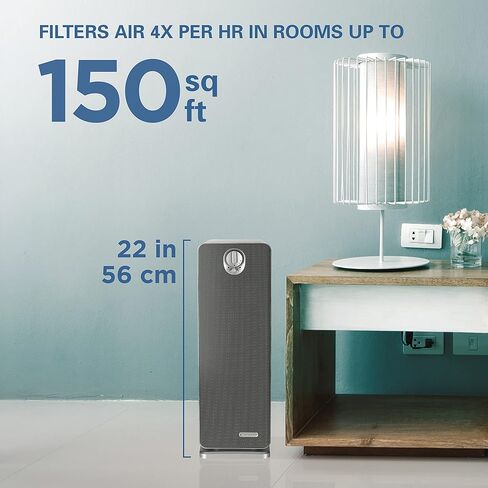 Germ Guardian AC4900CA 22 بوصة 3 في 1 منقي هواء بفلتر HEPA الحقيقي للمنزل، غرفة كاملة، ضوء الأشعة فوق البنفسجية - C يقتل الجراثيم، مرشحات الحساسية، الدخان، الغبار، وبر الحيوانات الأليفة، والروائح، 3 سنوات Wty، GermGuardian، أسود in Kuwait