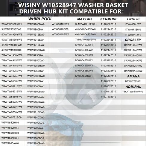 WISINY (2023 Update) W10528947 Washer Basket Drive Hub Kit Replacement Part Replace W10396887 2684908 AP5665171 PS6012095 EAP6012095 W10528947VP Compatible for Maytag Whirlpool Kenmore Washers in Kuwait