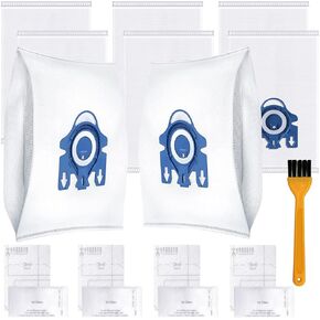 أكياس Airclean ثلاثية الأبعاد لأكياس المكنسة الكهربائية Miele GN 8 عبوات من أكياس Miele Canister Classic C1، Complete C1، Complete C2، Complete C3، S227 S240، S270، S400، S2، S5، S8 Series + 4 زوج من المرشحات + فرشاة واحدة in Kuwait