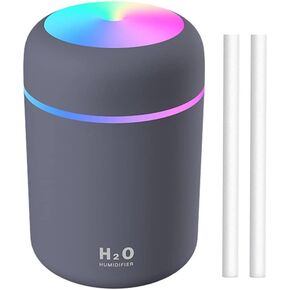 Colorful Cool Mist Mini Humidifier 300ml, USB Personal Desktop Humidifiers for Car Office Home Travel, Auto Shut-Off, 2 Mist Modes, Ultra Quiet.(grey)