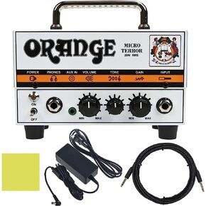 Orange MT20 Micro Terror 20-Watt Mini Hybrid Guitar Amplifier Head Bundle w/ 10' Pig Hog Woven Instrument Cable, Power Supply and Liquid Audio Polishing Cloth (4 Items) in Saudi Arabia