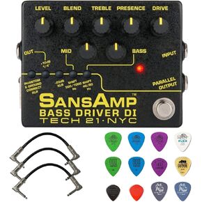 حزمة Tech 21 SansAmp Bass Driver DI V2 مع 3 كابلات توصيل وحزمة اختيار متنوعة in Saudi Arabia