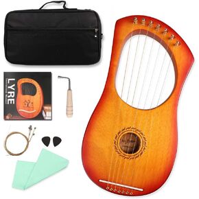 Mr.Power Lyre Harp Ancient Greece Style 7 Metal Strings Lyre with Tuning Wrench Extra String Set and Gig Bag (7 String, Natural Wood) in Saudi Arabia