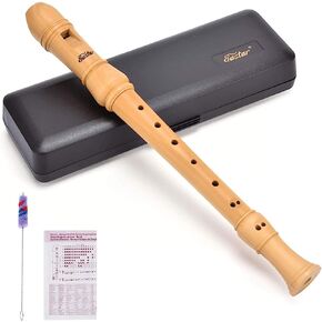Eastar Soprano Recorder Instrument for Kids Adults Beginners, German fingering C Key Maple Wooden Recorder, 3 Piece Recorder With Hard Case, Fingering Chart, Cleaning Kit, ERS-31GM
