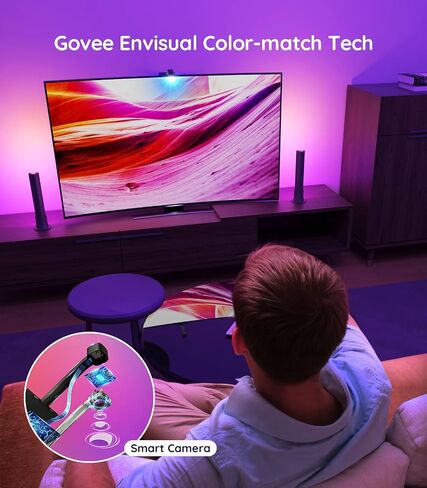 Govee LED Smart Light Bars with Camera, RGBIC Smart Backlights, Music Sync Kit Works with Alexa & Google Assistant, 23 Preset Modes DreamView LED Play Light Bar for 27-45 inch Gaming, PC, TV, Room in Saudi Arabia