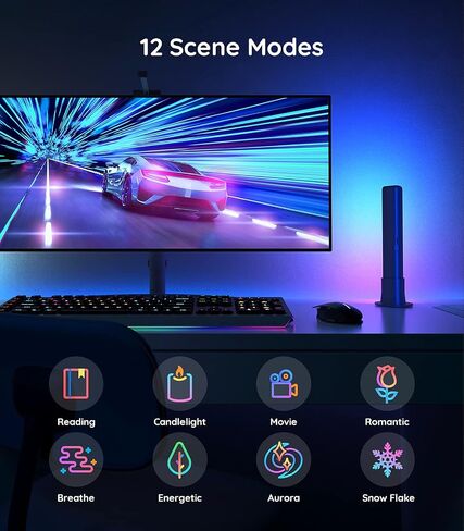 Govee LED Smart Light Bars with Camera, RGBIC Smart Backlights, Music Sync Kit Works with Alexa & Google Assistant, 23 Preset Modes DreamView LED Play Light Bar for 27-45 inch Gaming, PC, TV, Room in Saudi Arabia