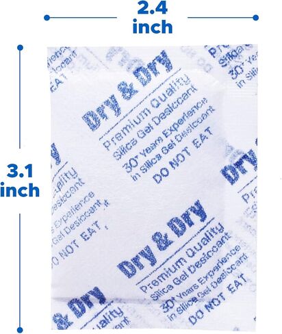 جاف وجاف 10 جرام [50 عبوة] عبوات جل سيليكا ممتازة نقية وآمنة، عبوات سيليكا من القماش المجفف القابلة لإعادة الشحن لحزم جل السيليكا الرطبة - 5 بطاقات مؤشر الرطوبة (قابلة لإعادة الاستخدام) in Kuwait