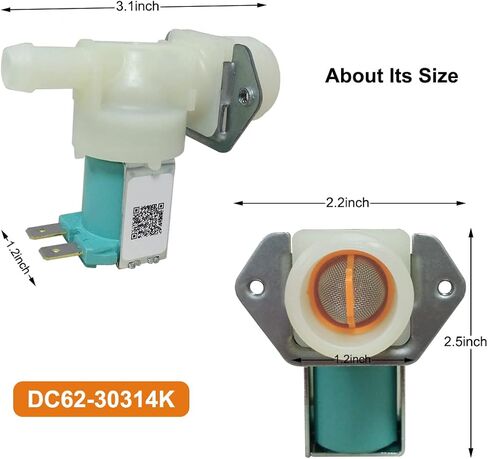 مجموعة صمامات مياه جانبية باردة وساخنة للغسالة DC62-30312J-DC62-30314K - متوافقة مع غسالات سامسونج - بديلة WV0312J, AP4204532, DC62-30312H, 2070376, PS4209090 in Kuwait