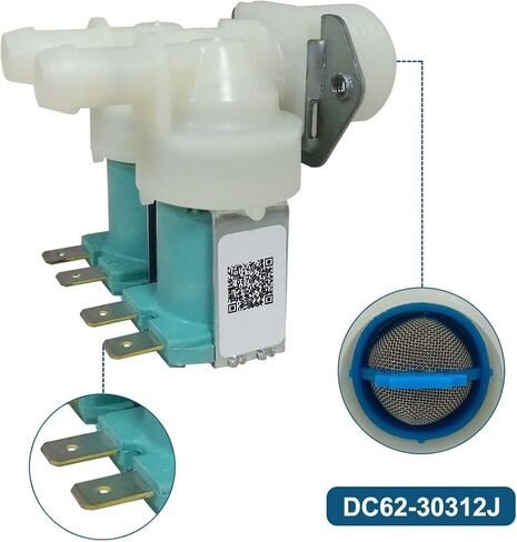 مجموعة صمامات مياه جانبية باردة وساخنة للغسالة DC62-30312J-DC62-30314K - متوافقة مع غسالات سامسونج - بديلة WV0312J, AP4204532, DC62-30312H, 2070376, PS4209090 in Kuwait