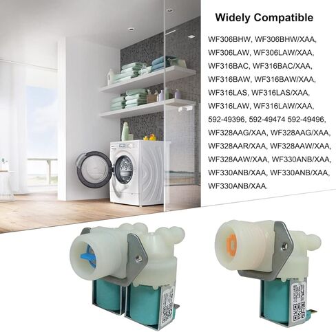 مجموعة صمامات مياه جانبية باردة وساخنة للغسالة DC62-30312J-DC62-30314K - متوافقة مع غسالات سامسونج - بديلة WV0312J, AP4204532, DC62-30312H, 2070376, PS4209090 in Kuwait