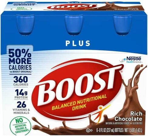 Boost Plus Complete Nutritional Drink, Chocolate Sensation, 8 OZ, 6 CT (Pack of 4) in Saudi Arabia
