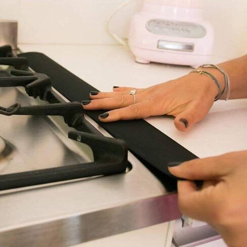 Alta1Collection 2Pc Silicone Stove Gap Covers - Food Grade Fillers Eliminate Gaps Between Stovetop and Countertop - Heat Resistant, Smudge Resistant, Flexible and Easy to Clean - 21 Inches, Black in Saudi Arabia