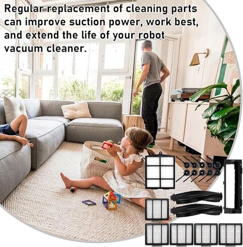 قطع غيار Puxyblue النظيفة مناسبة لمكنسة Shark ION Robot Vacuum AV753 AV752 AV751 S87 R85 RV850 مع 5 مرشحات HEPA، 10 فرشاة جانبية، 1 فلتر أساسي، 2 فرشاة رئيسية و1 فرشاة حماية دوارة رئيسية in Kuwait