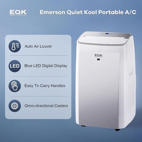 Emerson Quiet Kool 14000 BTU ASHRAE/10000 BTU DOE 115V Portable Air Conditioner with Dehumidifier and Remote Control, AC for Apartment, Bedroom, Medium/Large Rooms up to 550 Sq. Ft. in White in Saudi Arabia