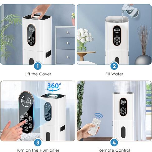 BOEASTER Warm and Cool Mist Humidifier Large Room Bedroom, 2.38 Gallon/9L Humidifiers, Top Fill, Customized Humidity, Remote Control, 1-12 Timer, Auto Shut-Off in Kuwait