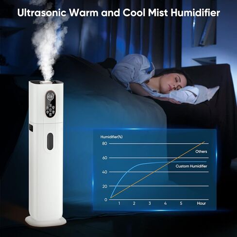 BOEASTER Warm and Cool Mist Humidifier Large Room Bedroom, 2.38 Gallon/9L Humidifiers, Top Fill, Customized Humidity, Remote Control, 1-12 Timer, Auto Shut-Off in Kuwait