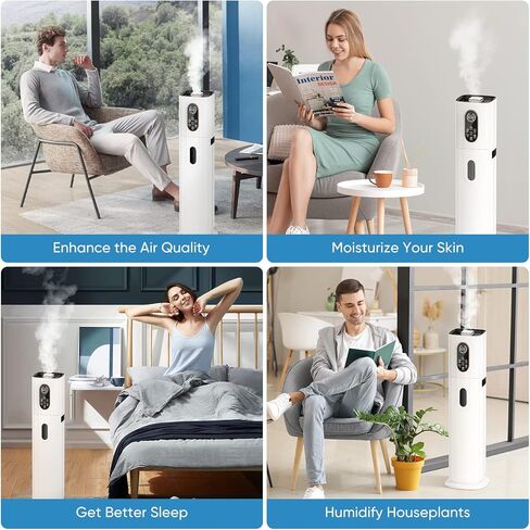 BOEASTER Warm and Cool Mist Humidifier Large Room Bedroom, 2.38 Gallon/9L Humidifiers, Top Fill, Customized Humidity, Remote Control, 1-12 Timer, Auto Shut-Off in Kuwait
