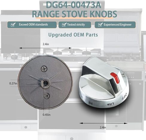 ترقية DG64-00473A مقابض الموقد العلوي للتحكم في مقبض الاتصال الهاتفي المتوافق مع مجموعة سامسونج فرن غاز مقبض موقد غاز لـ NX58M6850SS NX58K7850SS NX58J7750SS NX58H5650WS Samsung موقد فرن غاز نطاق ضمان الجودة لمدة عامين in Kuwait