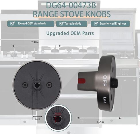 ترقية DG64-00473A مقابض الموقد العلوي للتحكم في مقبض الاتصال الهاتفي المتوافق مع مجموعة سامسونج فرن غاز مقبض موقد غاز لـ NX58M6850SS NX58K7850SS NX58J7750SS NX58H5650WS Samsung موقد فرن غاز نطاق ضمان الجودة لمدة عامين in Kuwait