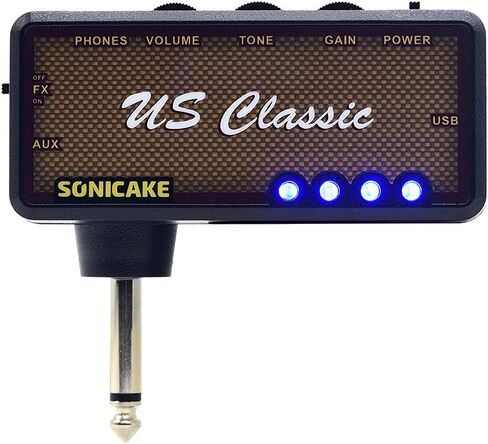SONICAKE Guitar Headphone Amp Mini Guitar Headphone Amplifier US Classic Rechargeable Plug-in Pocket Overdrive Reverb Effects for Home Silent Practice in Kuwait