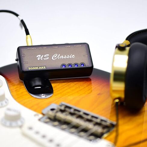 SONICAKE Guitar Headphone Amp Mini Guitar Headphone Amplifier US Classic Rechargeable Plug-in Pocket Overdrive Reverb Effects for Home Silent Practice in Kuwait