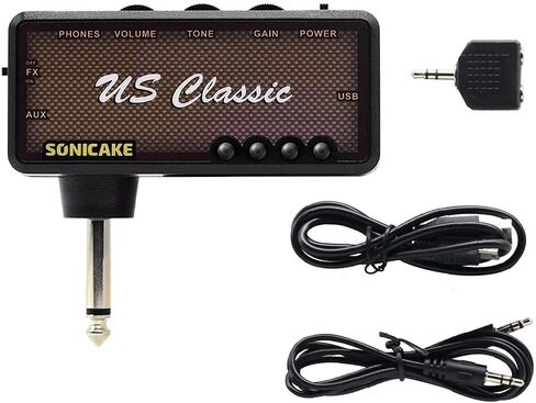 SONICAKE Guitar Headphone Amp Mini Guitar Headphone Amplifier US Classic Rechargeable Plug-in Pocket Overdrive Reverb Effects for Home Silent Practice in Kuwait