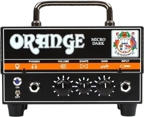 Orange MD20 Micro Dark 20-Watt Mini Guitar Amplifier Head Bundle with Pig Hog Woven Instrument Cable, Power Supply, and Liquid Audio Polishing Cloth (4 Items) in Kuwait